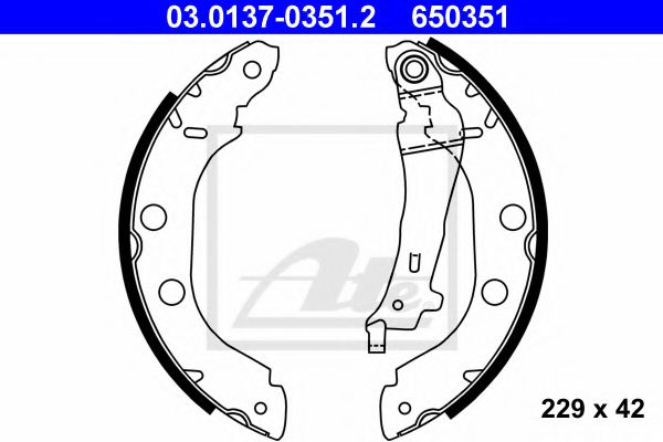 03.0137-0351.2 ATE Brake System Brake Shoe Set