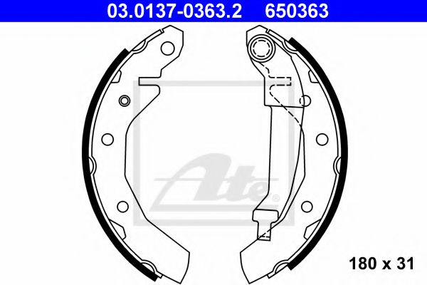 03.0137-0363.2 ATE Brake System Brake Shoe Set