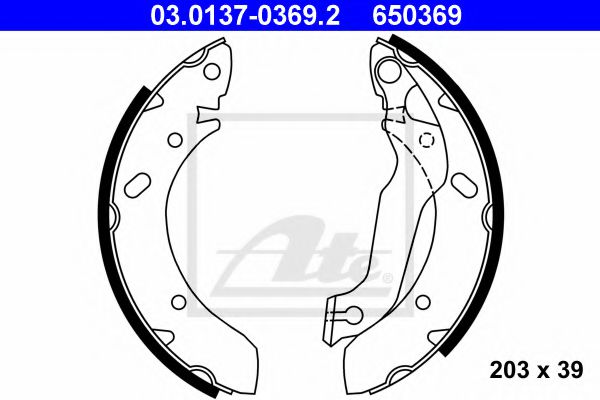 03.0137-0369.2 ATE Brake System Brake Shoe Set