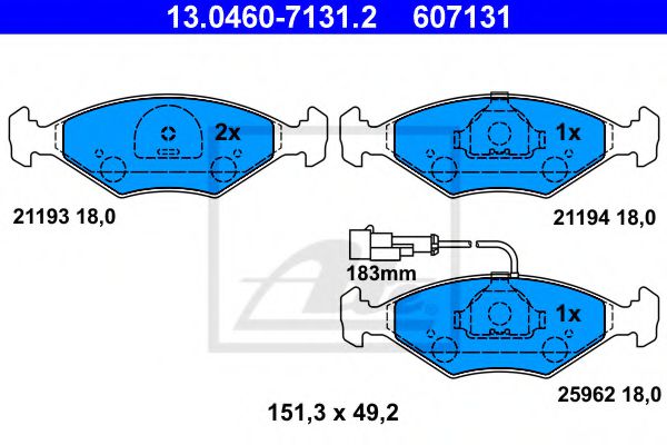 13046071312 ATE Brake Pad Set, disc brake