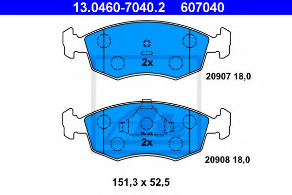 13.0460-7040.2 ATE Brake System Brake Pad Set, disc brake