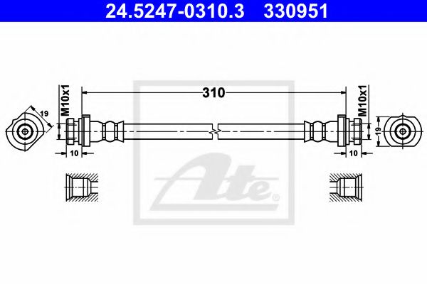 24.5247-0310.3 ATE Brake System Brake Hose