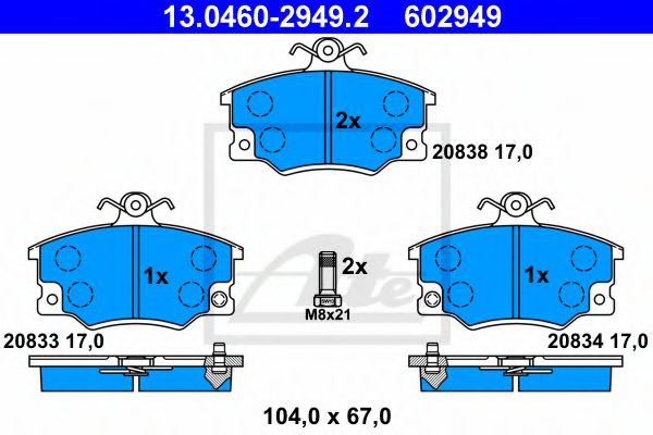 13.0460-2949.2 ATE Brake System Brake Pad Set, disc brake