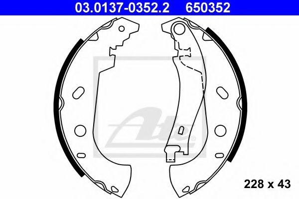 03.0137-0352.2 ATE Brake System Brake Shoe Set