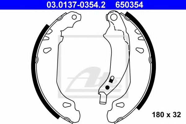 03.0137-0354.2 ATE Brake System Brake Shoe Set