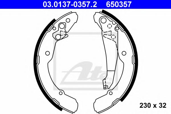 03.0137-0357.2 ATE Brake System Brake Shoe Set