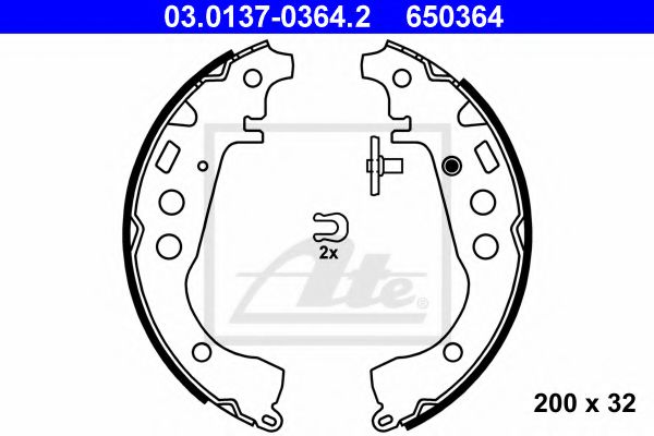 03.0137-0364.2 ATE Brake System Brake Shoe Set