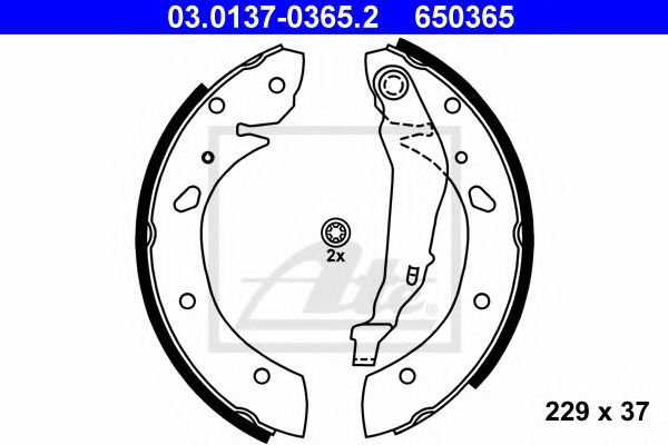 03.0137-0365.2 ATE Brake System Brake Shoe Set