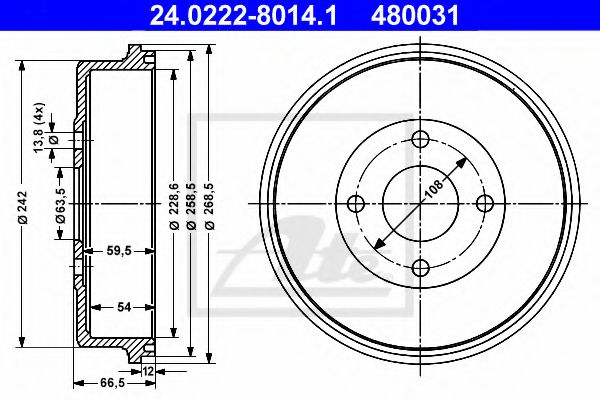 24.0222-8014.1 ATE Тормозная система Тормозной барабан