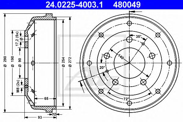 24.0225-4003.1 ATE Тормозная система Тормозной барабан
