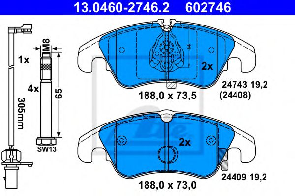 13.0460-2746.2 ATE Brake System Brake Pad Set, disc brake