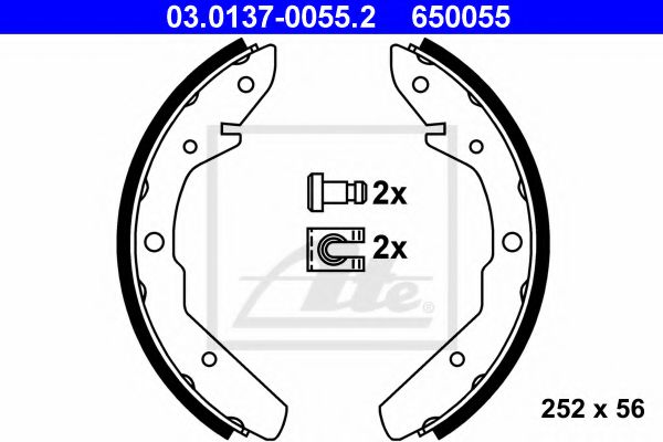 03.0137-0055.2 ATE Brake System Brake Shoe Set, parking brake