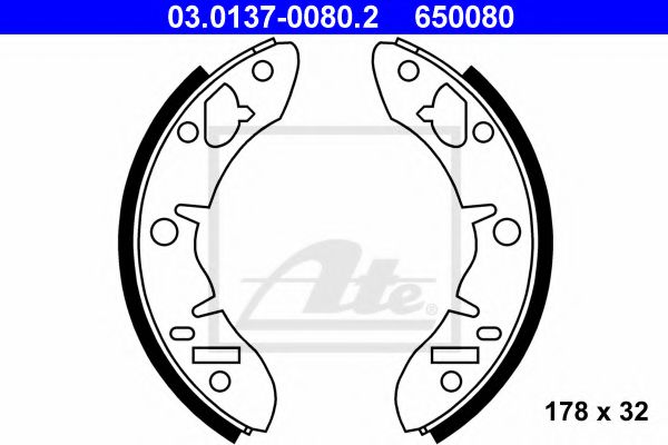03.0137-0080.2 ATE Brake System Brake Shoe Set