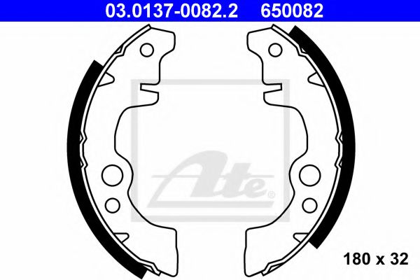 03.0137-0082.2 ATE Brake System Brake Shoe Set