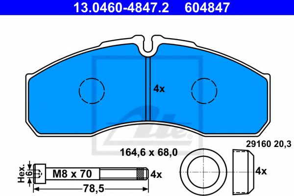 13.0460-4847.2 ATE Brake Pad Set, disc brake