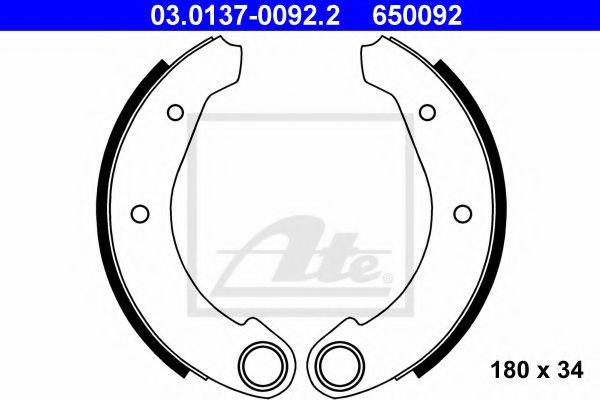 03.0137-0092.2 ATE Brake System Brake Shoe Set