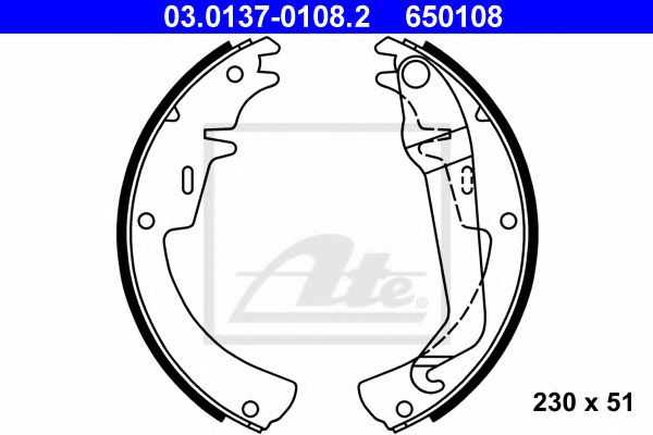 03.0137-0108.2 ATE Brake Shoe Set, parking brake