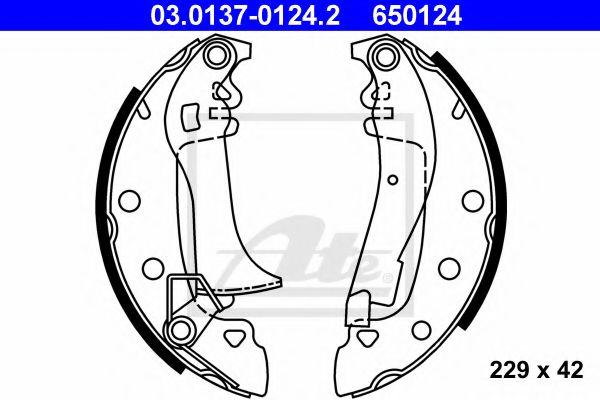 03.0137-0124.2 ATE Brake Shoe Set