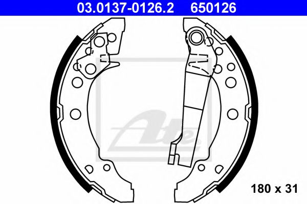 03.0137-0126.2 ATE Brake Shoe Set