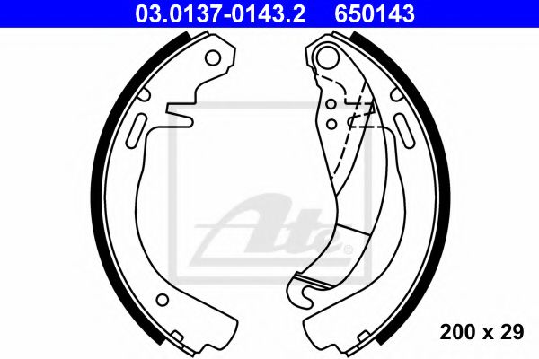 03.0137-0143.2 ATE Brake System Brake Shoe Set