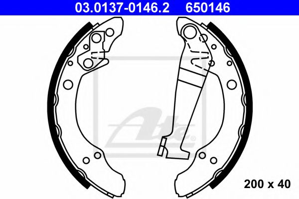 03.0137-0146.2 ATE Brake System Brake Shoe Set
