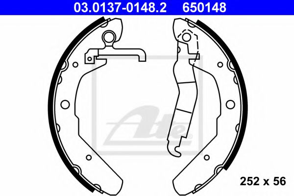 03.0137-0148.2 ATE Brake System Brake Shoe Set