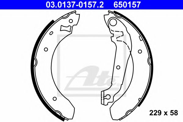 03.0137-0157.2 ATE Brake System Brake Shoe Set