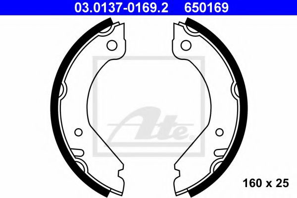 03.0137-0169.2 ATE Brake Shoe Set, parking brake