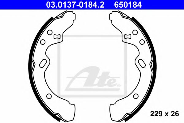 03.0137-0184.2 ATE Brake System Brake Shoe Set