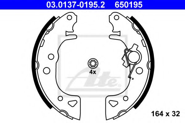 03.0137-0195.2 ATE Brake System Brake Shoe Set