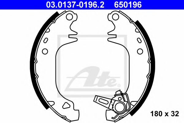 03.0137-0196.2 ATE Brake System Brake Shoe Set