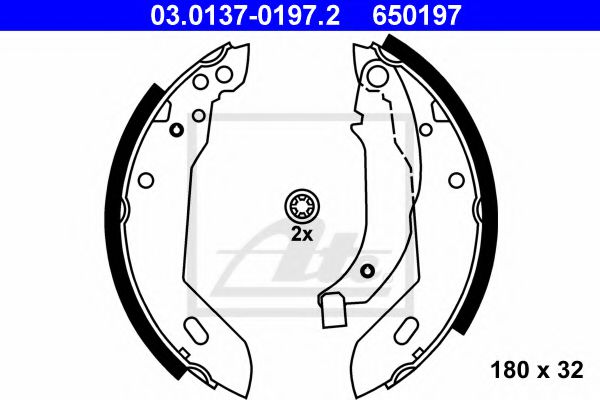 03.0137-0197.2 ATE Brake System Brake Shoe Set