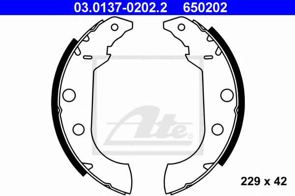 03.0137-0202.2 ATE Brake System Brake Shoe Set