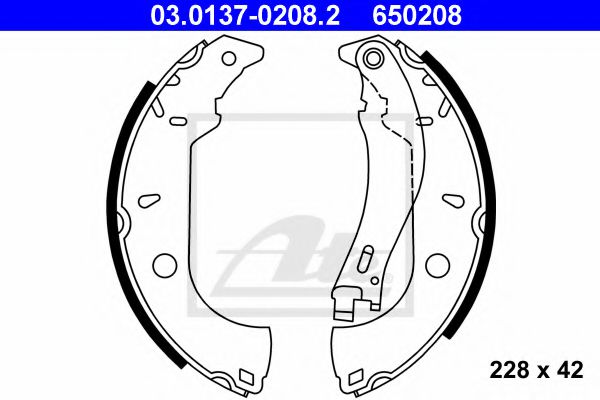 03.0137-0208.2 ATE Brake System Brake Shoe Set