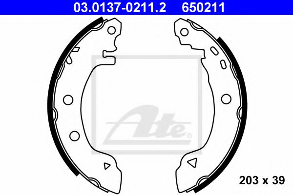 03.0137-0211.2 ATE Brake System Brake Shoe Set