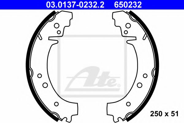 03.0137-0232.2 ATE Brake System Brake Shoe Set