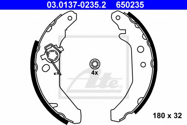 03.0137-0235.2 ATE Brake System Brake Shoe Set