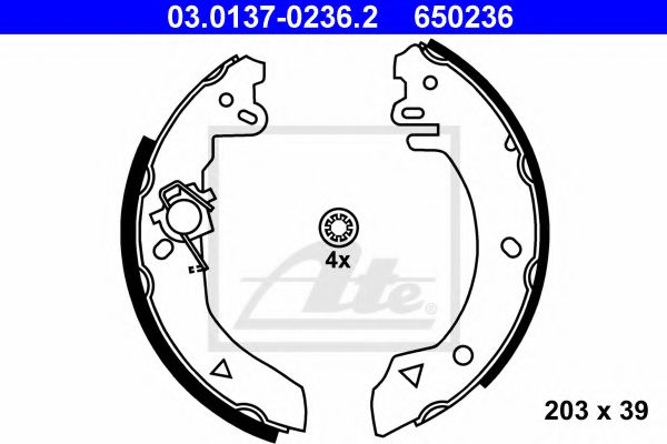 03.0137-0236.2 ATE Brake System Brake Shoe Set
