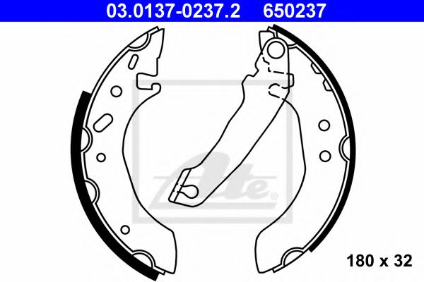 03.0137-0237.2 ATE Brake System Brake Shoe Set