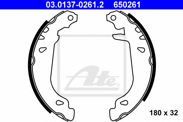 03.0137-0261.2 ATE Brake System Brake Shoe Set