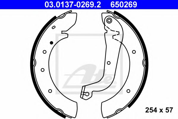 03.0137-0269.2 ATE Brake System Brake Shoe Set