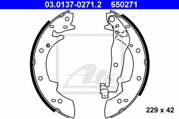 03.0137-0271.2 ATE Brake System Brake Shoe Set