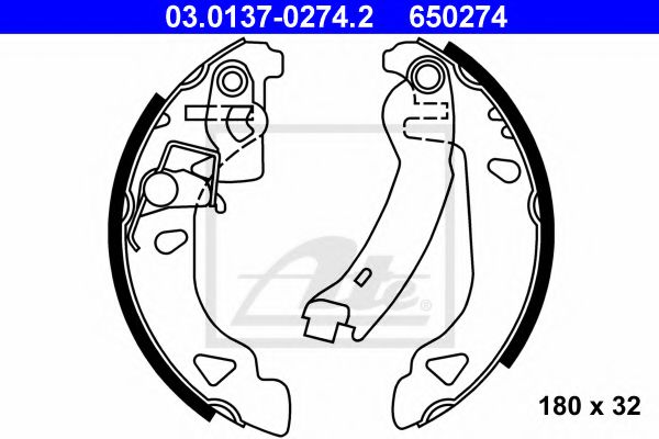 03.0137-0274.2 ATE Brake System Brake Shoe Set