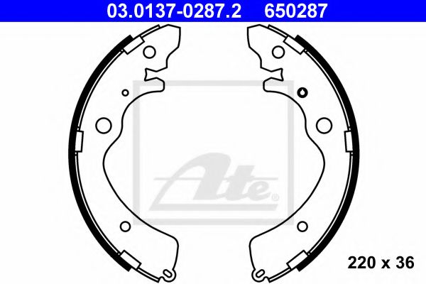 03.0137-0287.2 ATE Brake System Brake Shoe Set