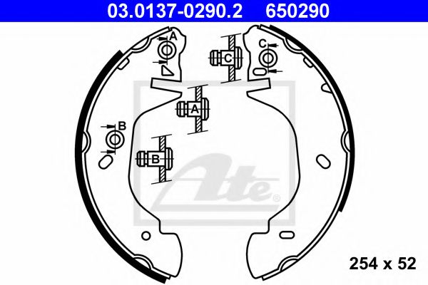 03.0137-0290.2 ATE Brake System Brake Shoe Set