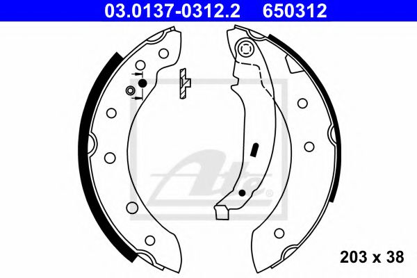 03.0137-0312.2 ATE Brake System Brake Shoe Set