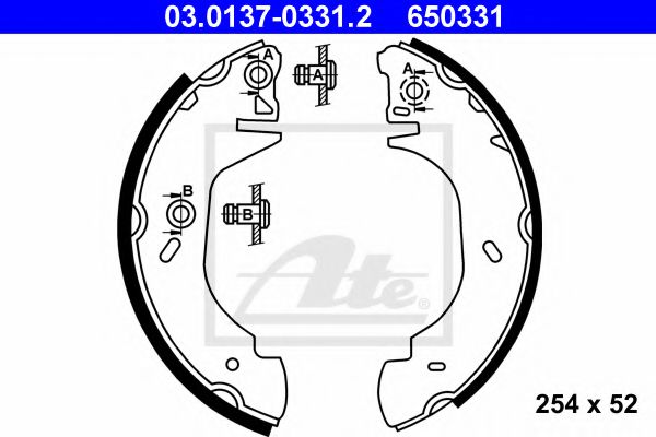03.0137-0331.2 ATE Brake System Brake Shoe Set