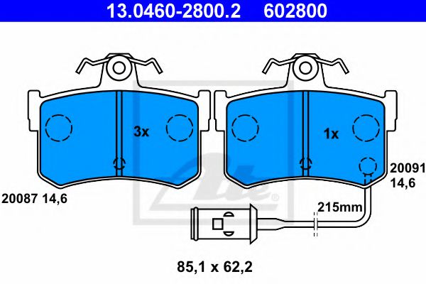 13.0460-2800.2 ATE Brake Pad Set, disc brake