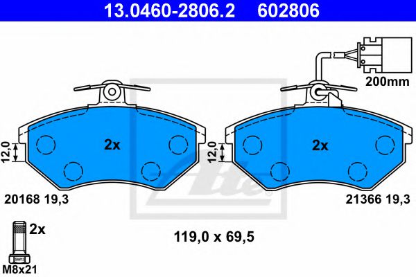 13.0460-2806.2 ATE Brake Pad Set, disc brake