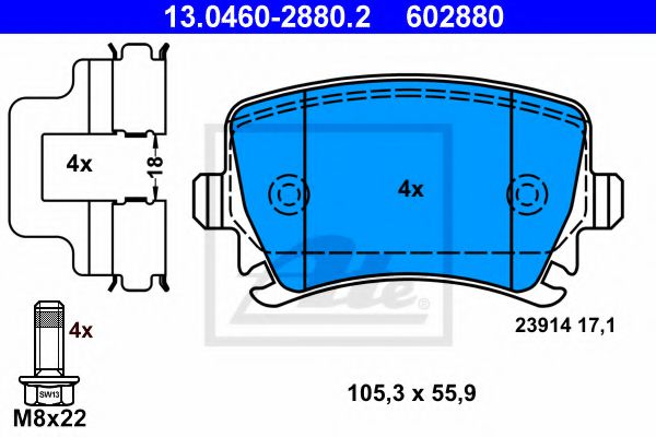 13.0460-2880.2 ATE Brake System Brake Pad Set, disc brake